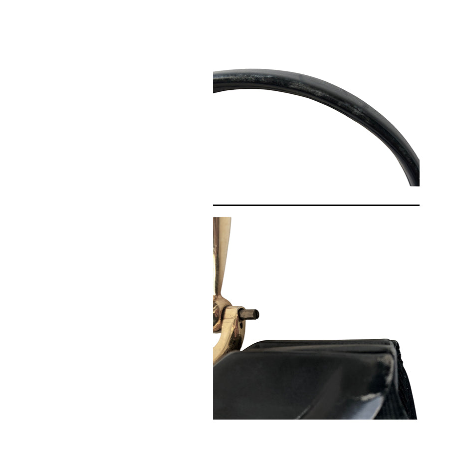 VINTAGE UNSIGNED Borsa in Tessuto e Pelle