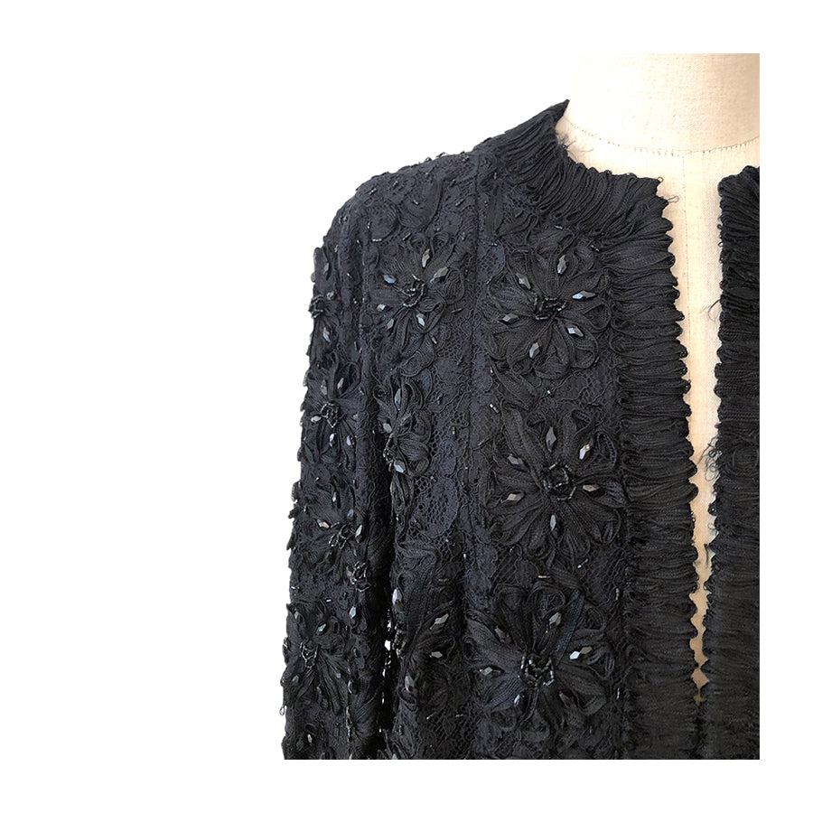 VINTAGE UNSIGNED Giacchino con Ricami e Perline