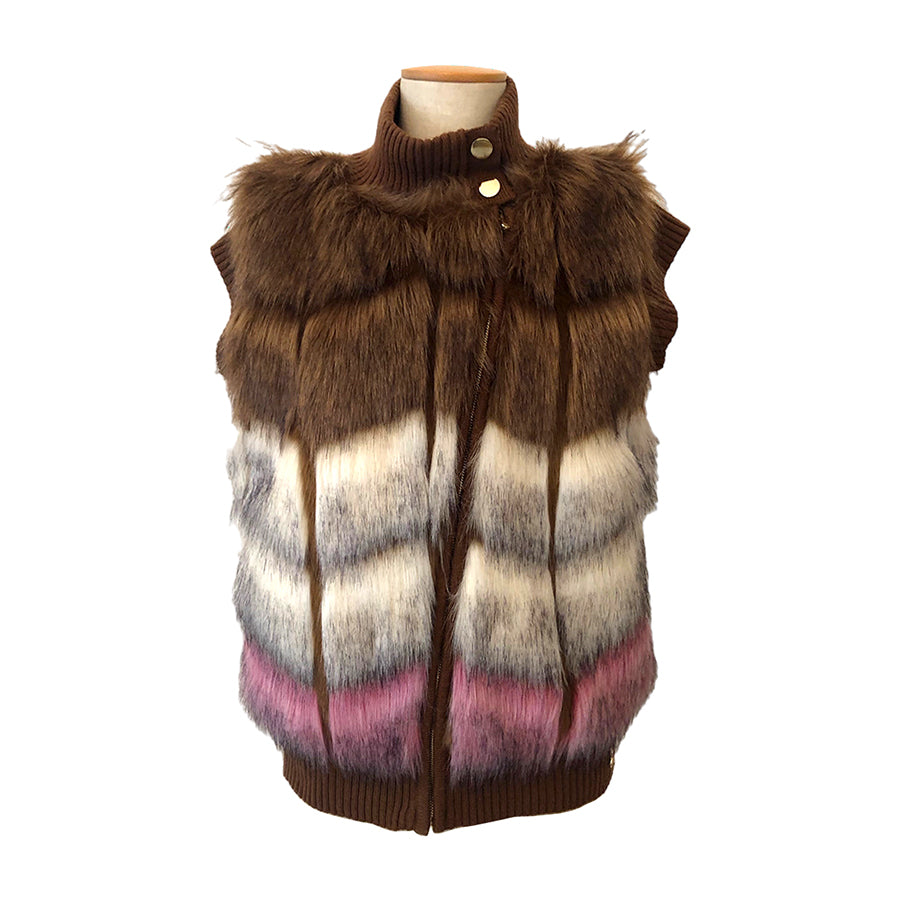 PATRIZIA PEPE Gilet in Maglia e Ecopelliccia