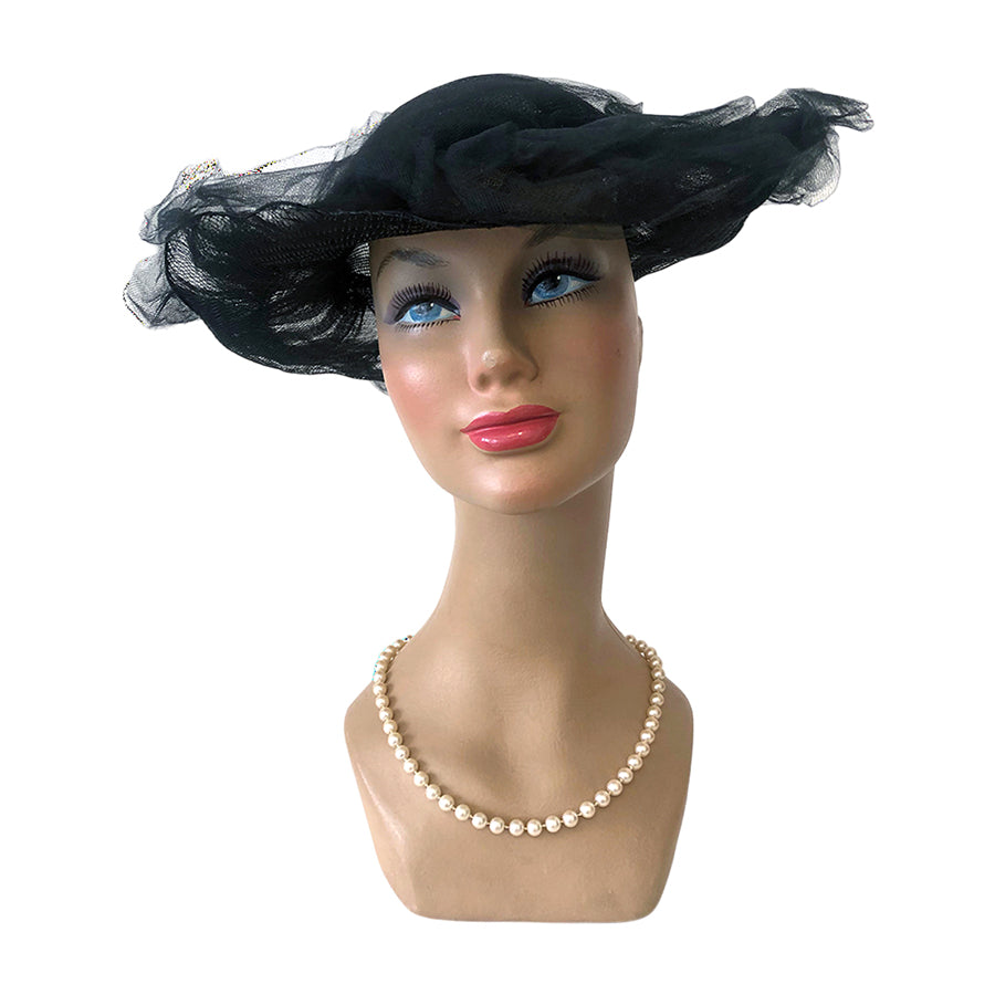 VINTAGE UNSIGNED Cappello in Tulle