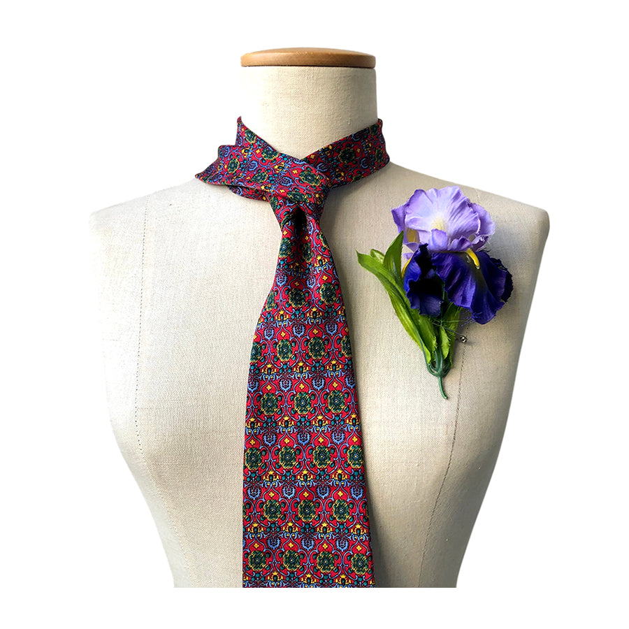 VINTAGE UNSIGNED Cravatta in Seta Pura