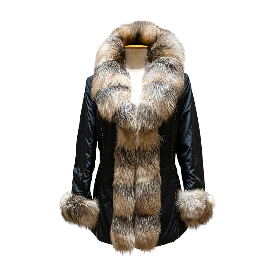 VINTAGE UNSIGNED Piumino con Volpe Naturale