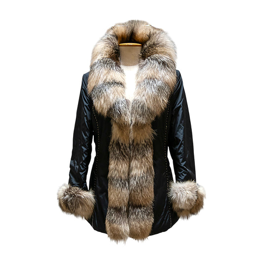 VINTAGE UNSIGNED Piumino con Volpe Naturale