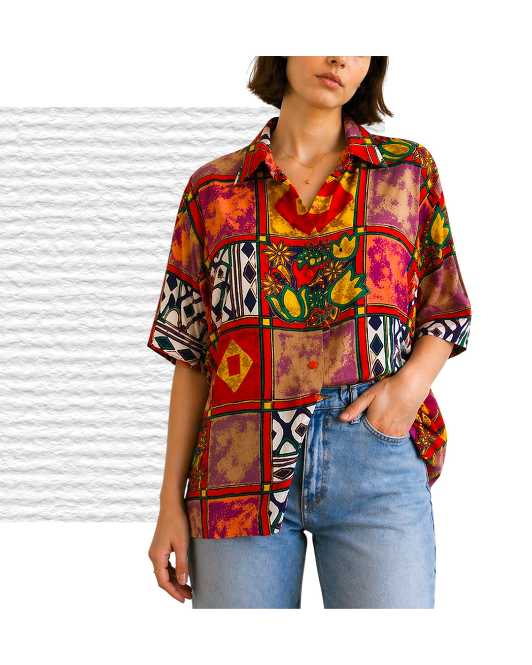 VINTAGE UNSIGNED Camicia in Seta