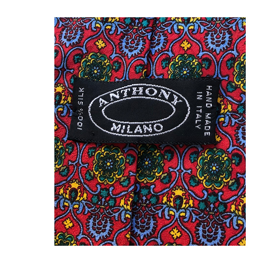 VINTAGE UNSIGNED Cravatta in Seta Pura