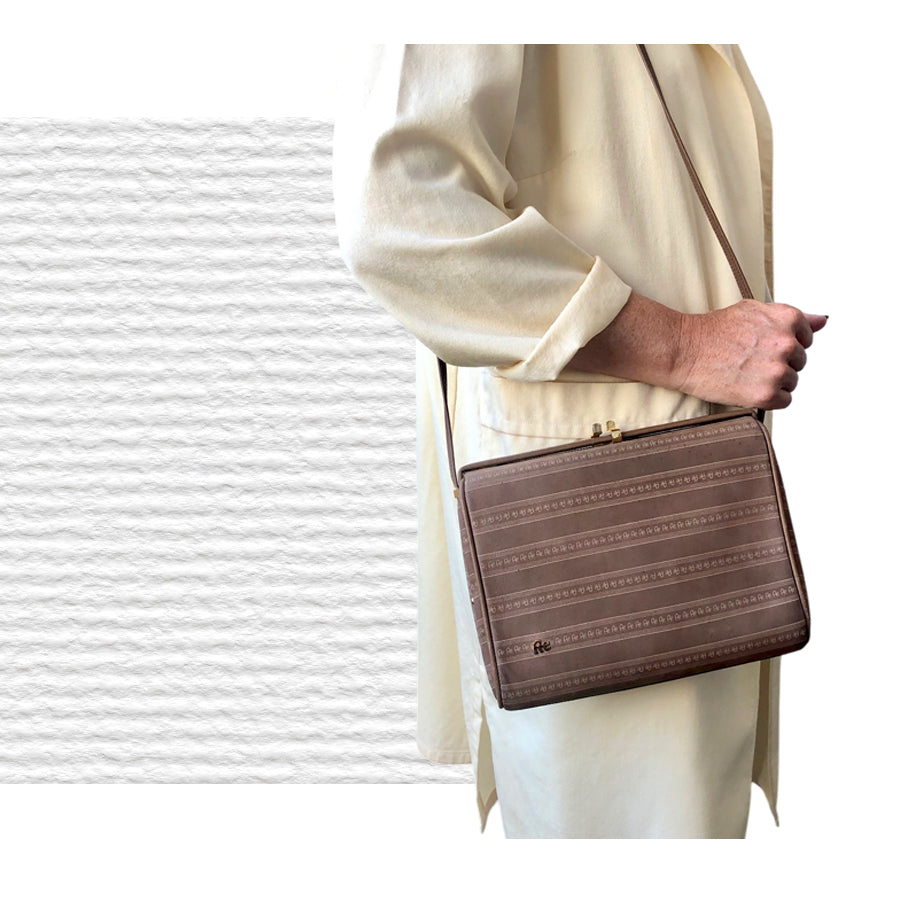 VINTAGE UNSIGNED Borsa in Tessuto e Pelle