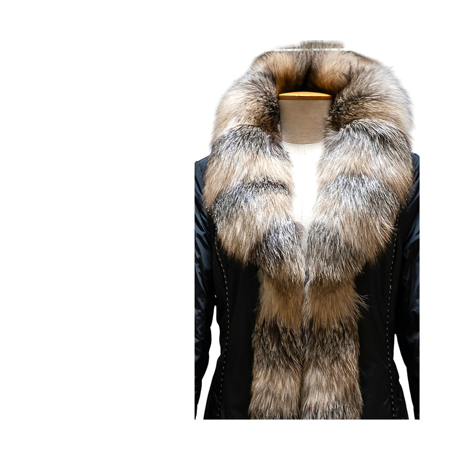 VINTAGE UNSIGNED Piumino con Volpe Naturale