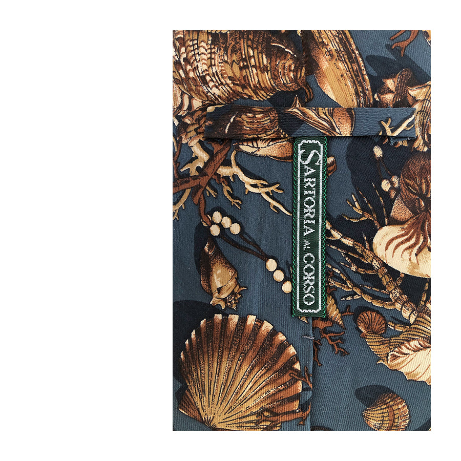 VINTAGE UNSIGNED Cravatta in Seta Pura