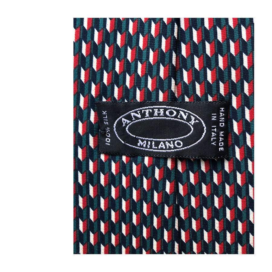 VINTAGE UNSIGNED Cravatta in Seta Pura