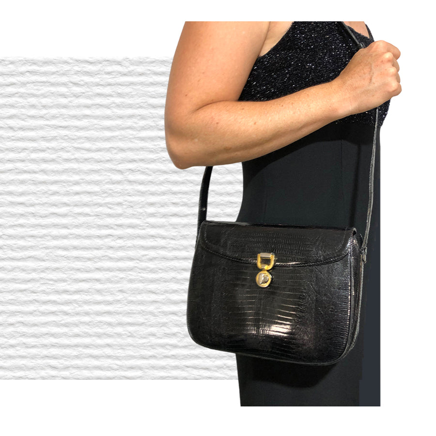 VINTAGE UNSIGNED Postina in Pelle di Lucertola