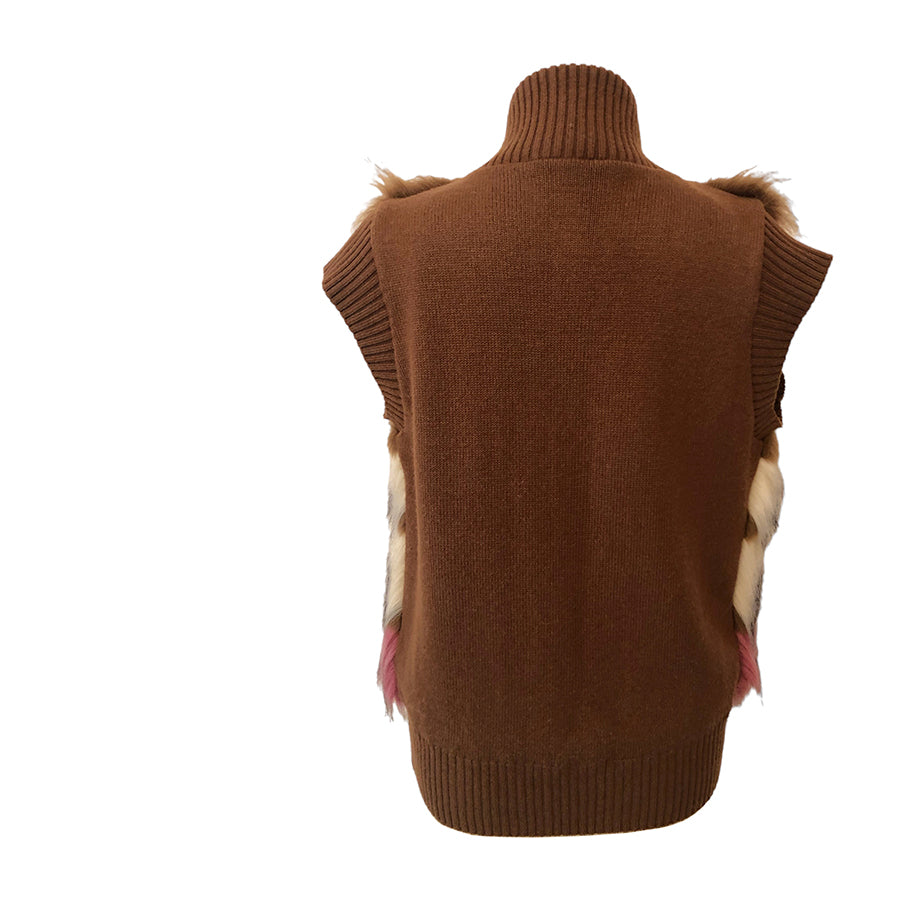 PATRIZIA PEPE Gilet in Maglia e Ecopelliccia