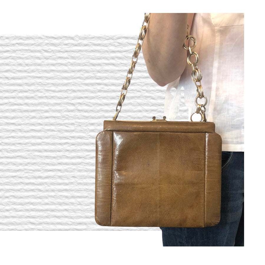 VINTAGE UNSIGNED Borsa in Rettile