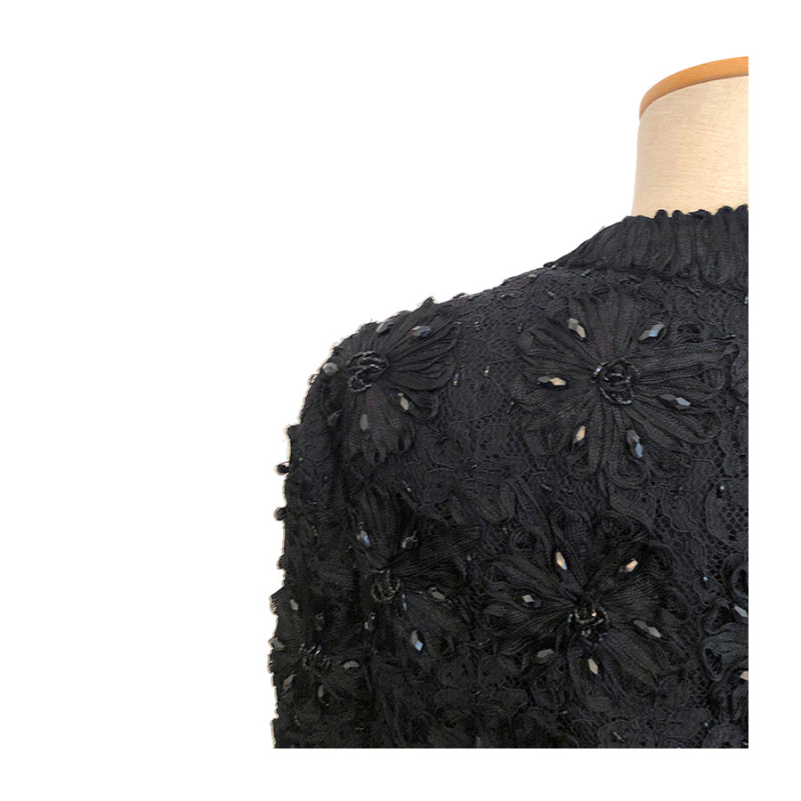 VINTAGE UNSIGNED Giacchino con Ricami e Perline