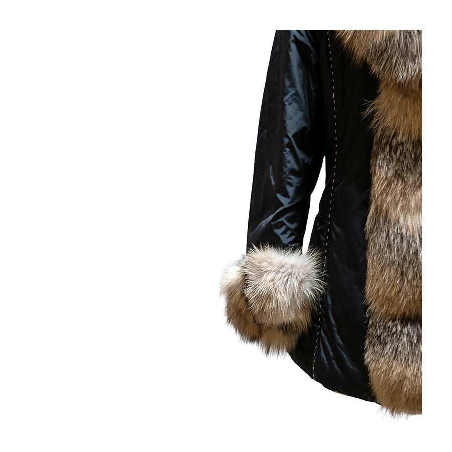 VINTAGE UNSIGNED Piumino con Volpe Naturale