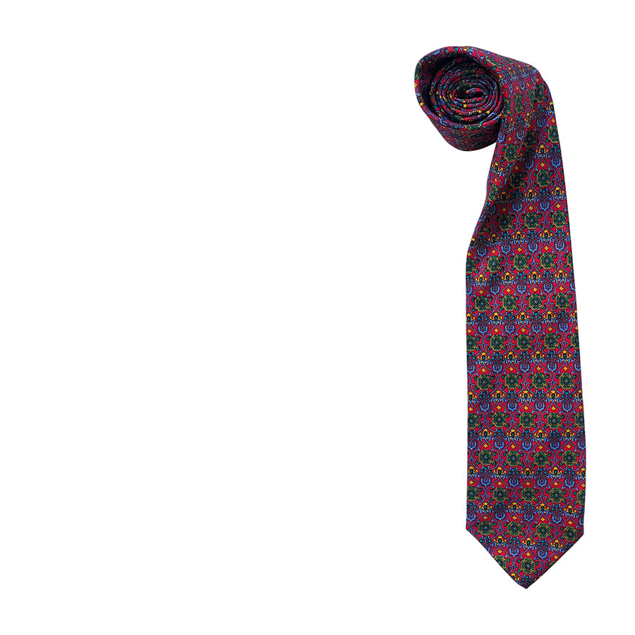 VINTAGE UNSIGNED Cravatta in Seta Pura