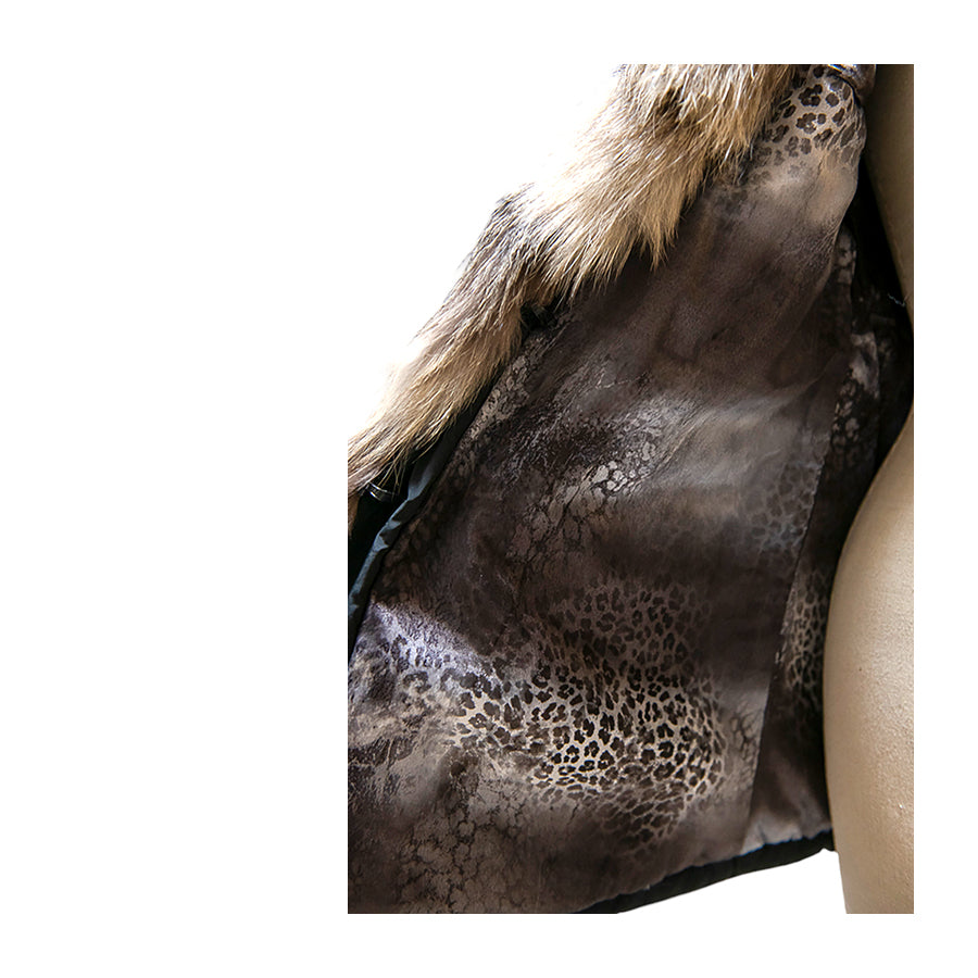 VINTAGE UNSIGNED Piumino con Volpe Naturale