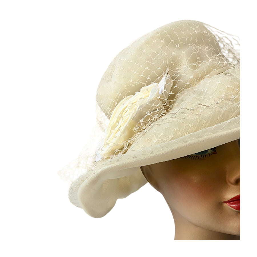 VINTAGE UNSIGNED Cappello a Tesa Larga