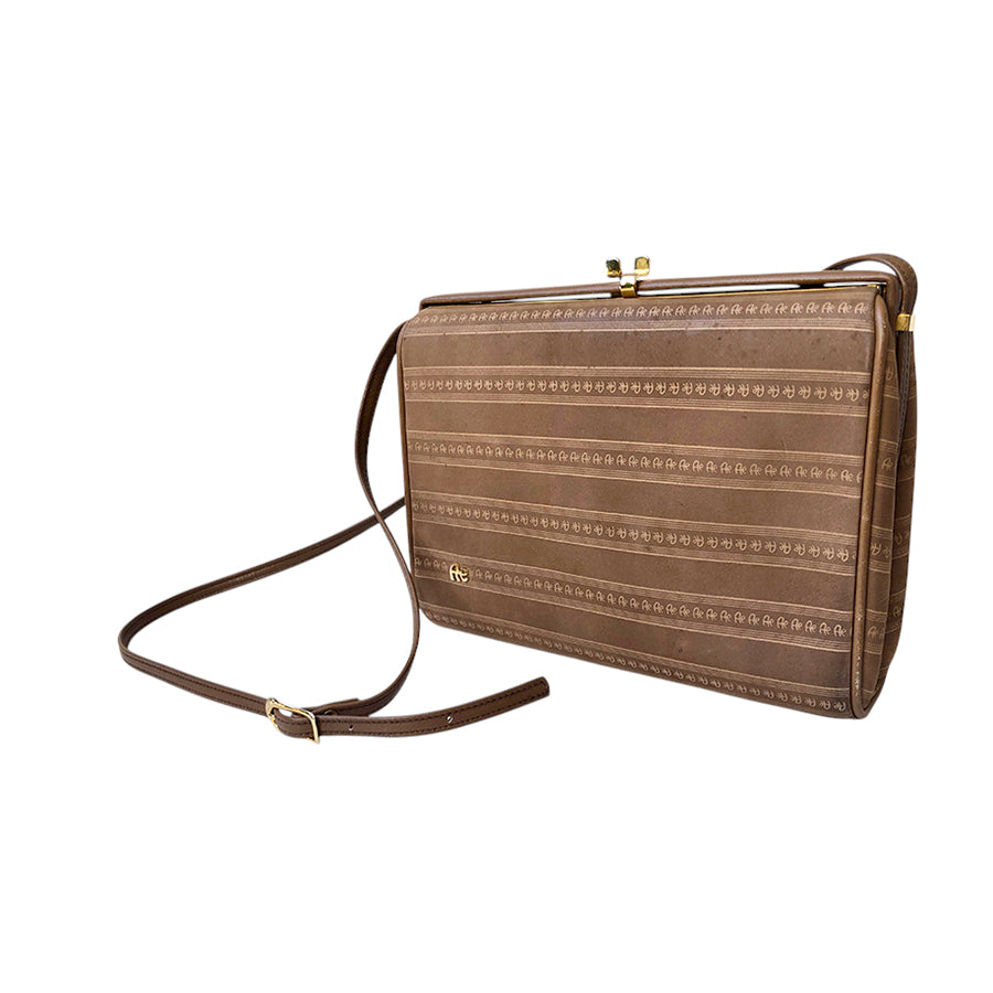 VINTAGE UNSIGNED Borsa in Tessuto e Pelle