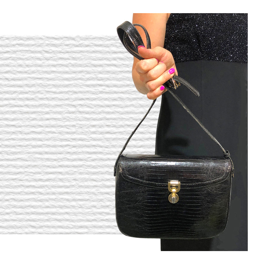 VINTAGE UNSIGNED Postina in Pelle di Lucertola