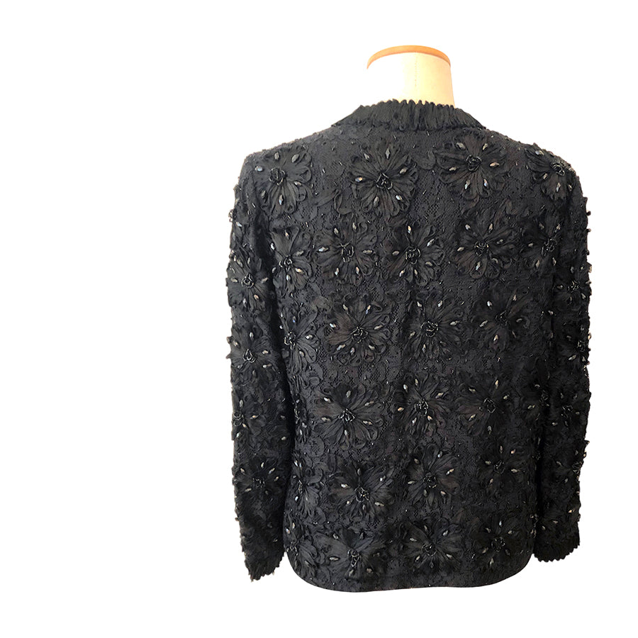 VINTAGE UNSIGNED Giacchino con Ricami e Perline