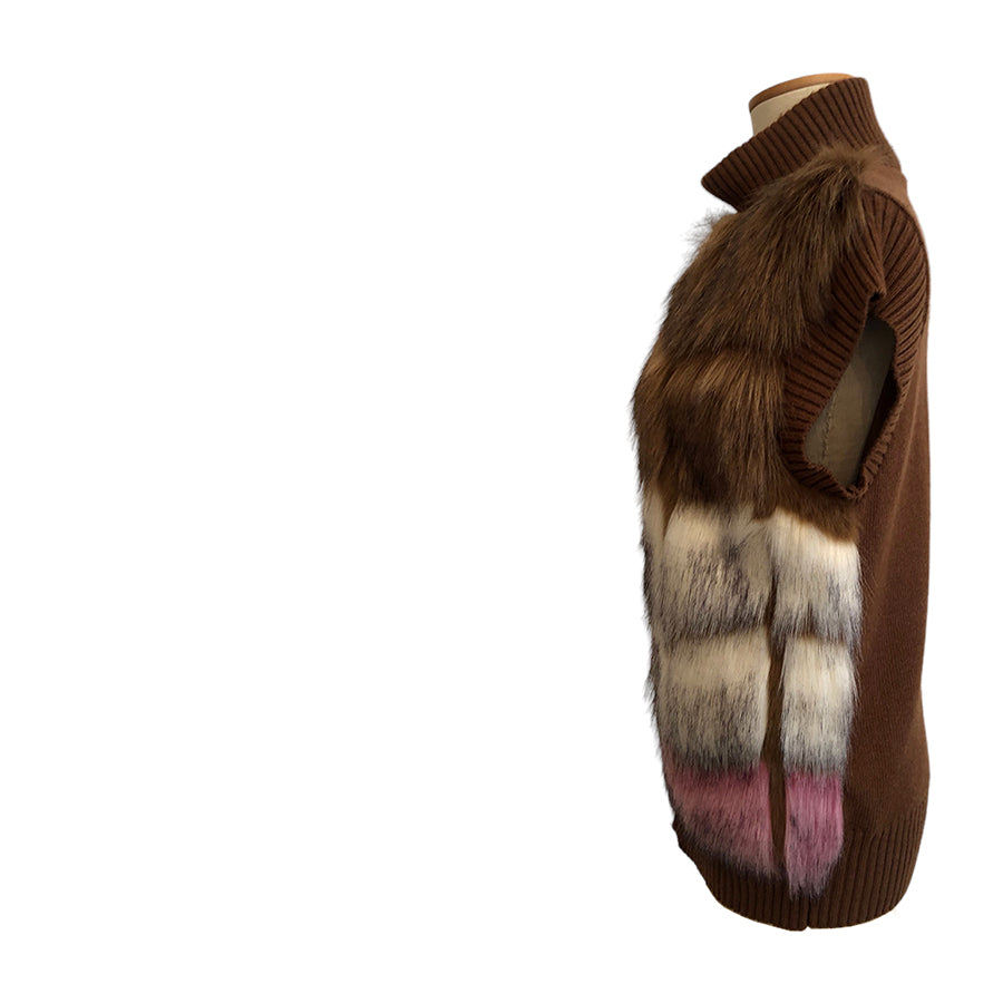 PATRIZIA PEPE Gilet in Maglia e Ecopelliccia