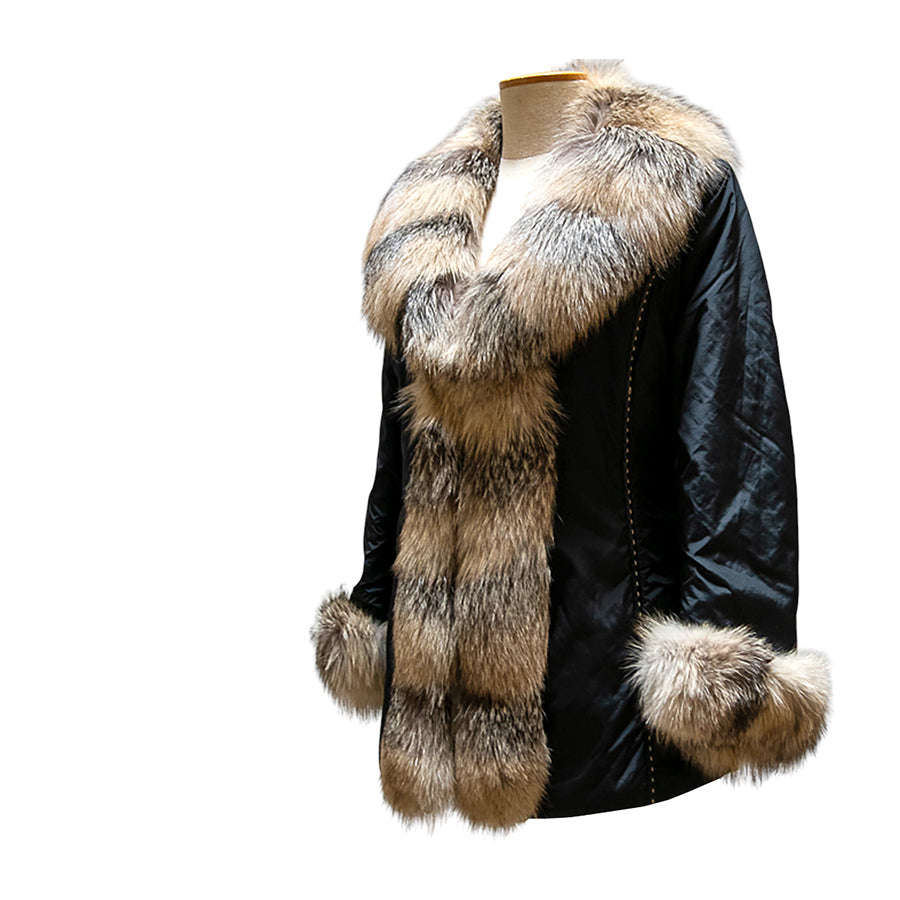 VINTAGE UNSIGNED Piumino con Volpe Naturale