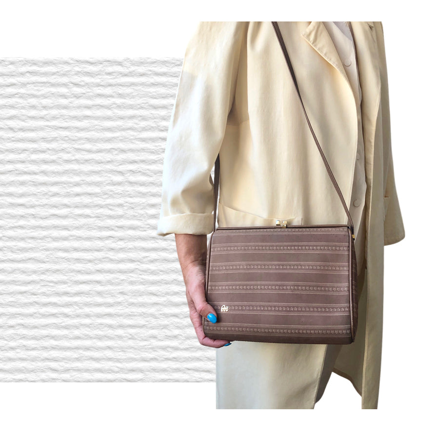 VINTAGE UNSIGNED Borsa in Tessuto e Pelle