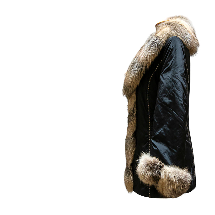 VINTAGE UNSIGNED Piumino con Volpe Naturale