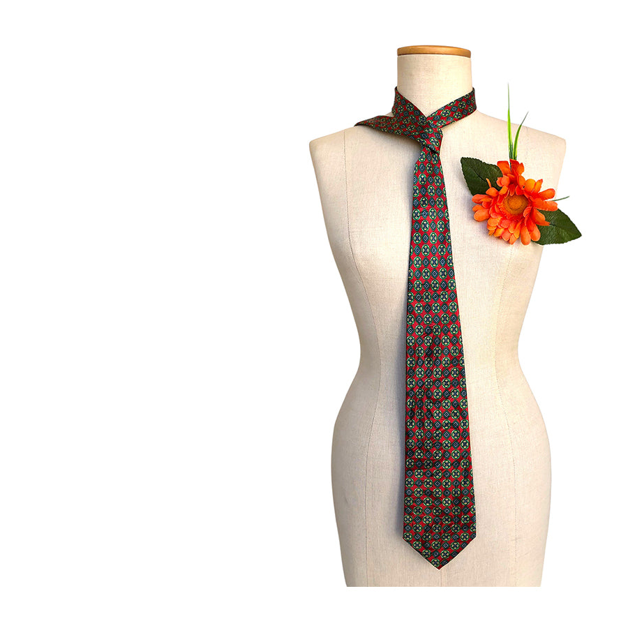 VINTAGE UNSIGNED Cravatta in Seta Pura