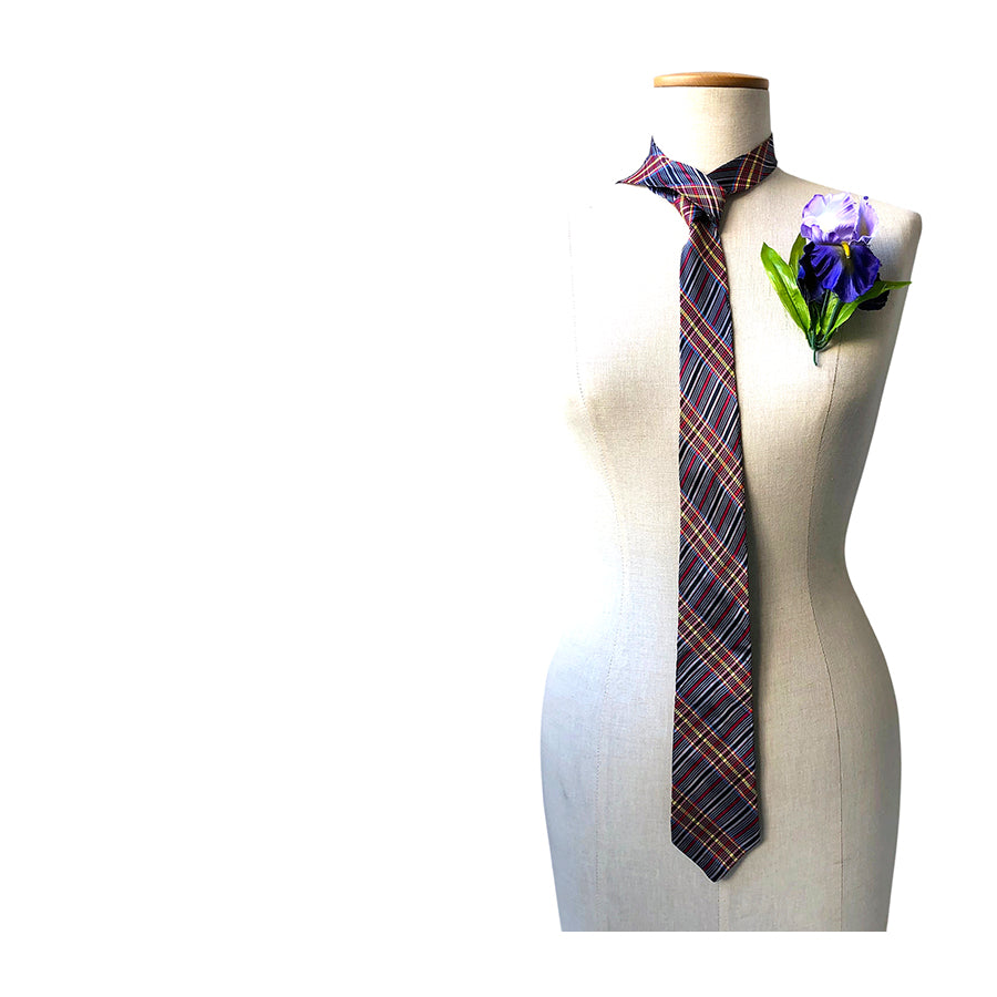 VINTAGE UNSIGNED Cravatta in Seta Pura