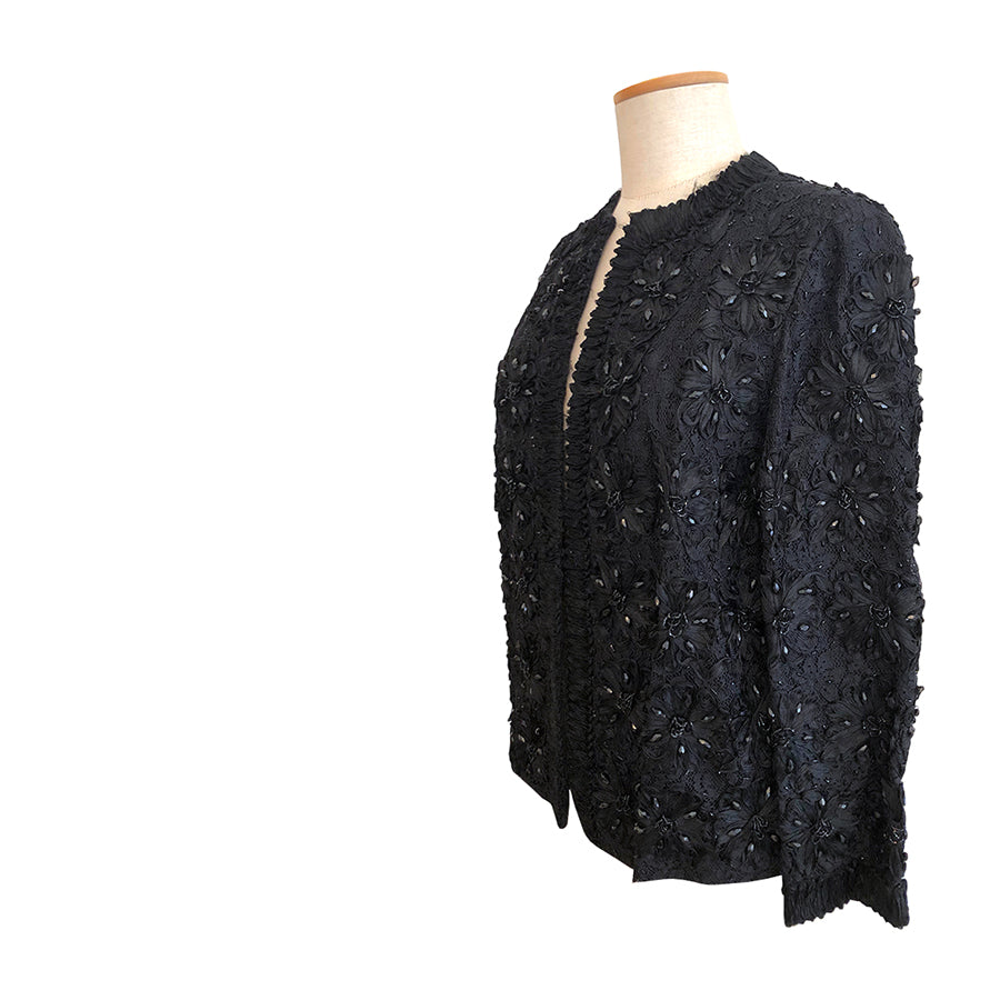 VINTAGE UNSIGNED Giacchino con Ricami e Perline