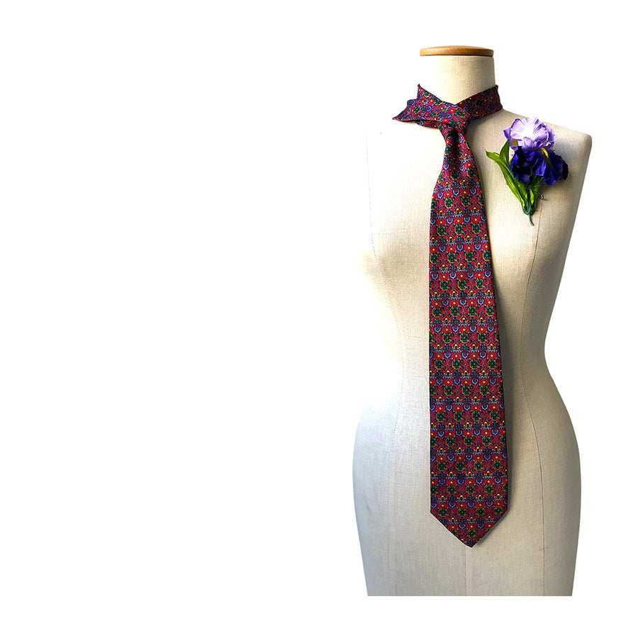 VINTAGE UNSIGNED Cravatta in Seta Pura