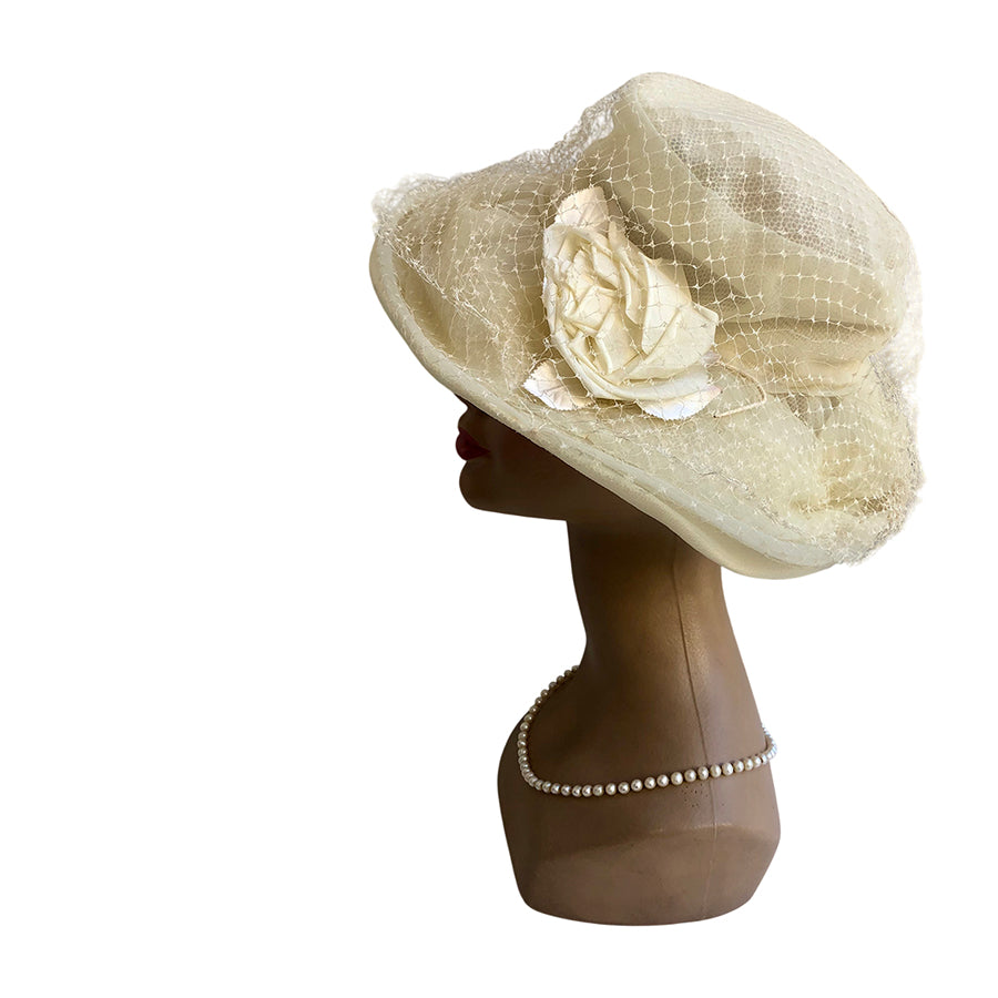 VINTAGE UNSIGNED Cappello a Tesa Larga