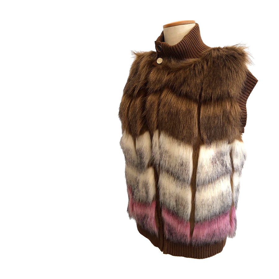 PATRIZIA PEPE Gilet in Maglia e Ecopelliccia