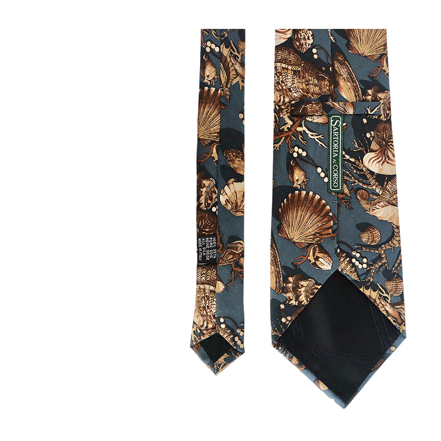 VINTAGE UNSIGNED Cravatta in Seta Pura