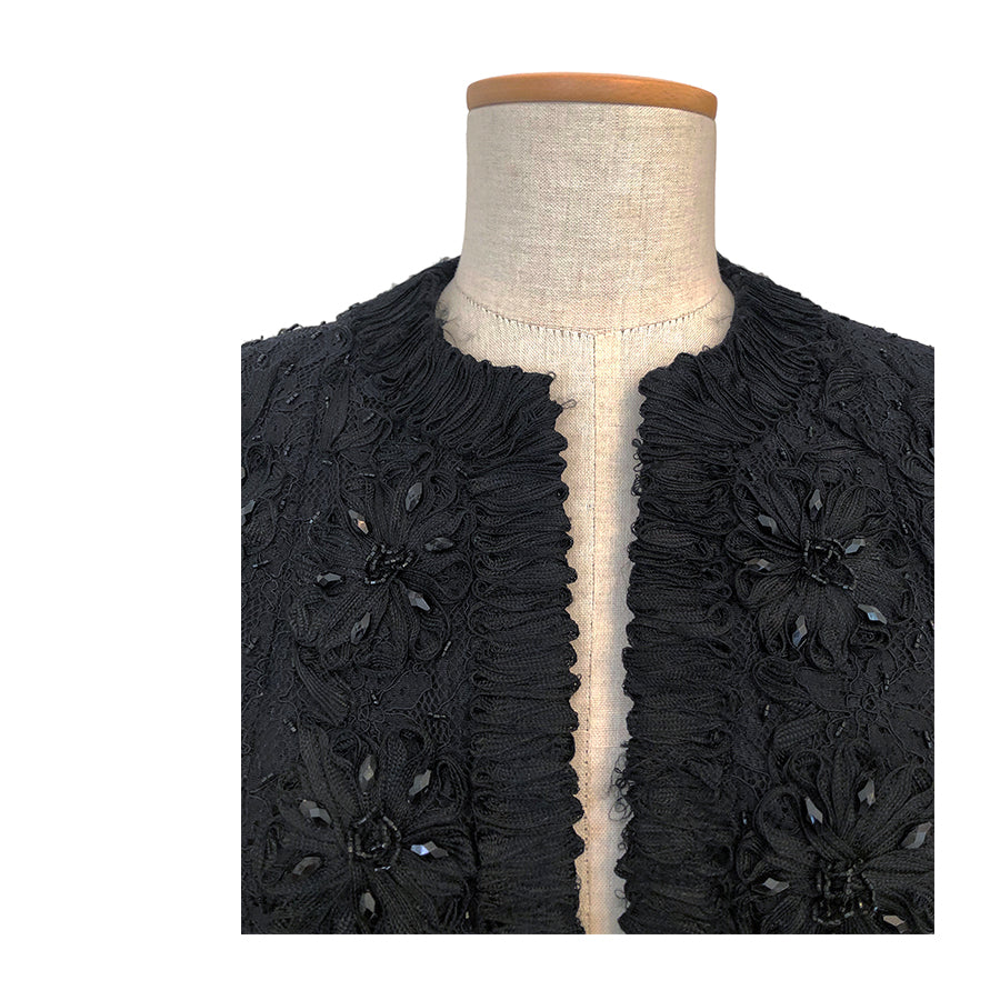 VINTAGE UNSIGNED Giacchino con Ricami e Perline