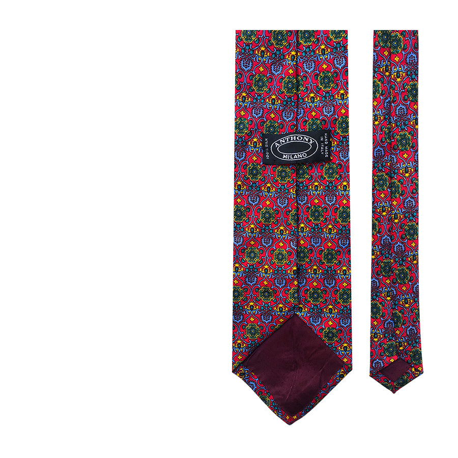 VINTAGE UNSIGNED Cravatta in Seta Pura