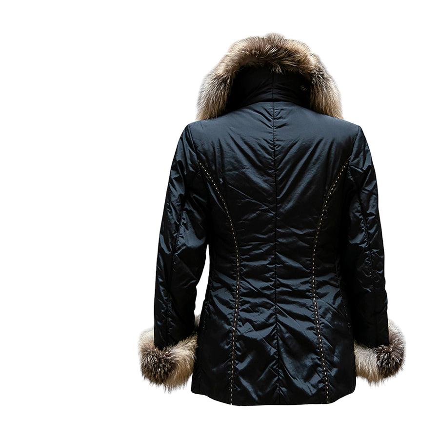 VINTAGE UNSIGNED Piumino con Volpe Naturale