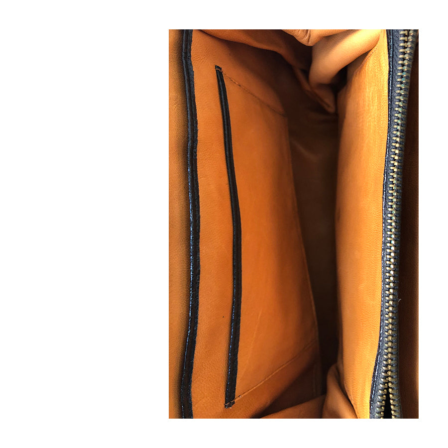 VINTAGE UNSIGNED Borsa in Tessuto e Pelle