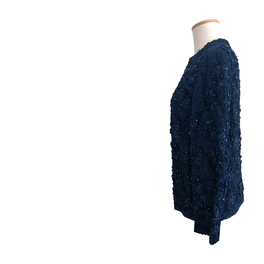 VINTAGE UNSIGNED Giacchino con Ricami e Perline